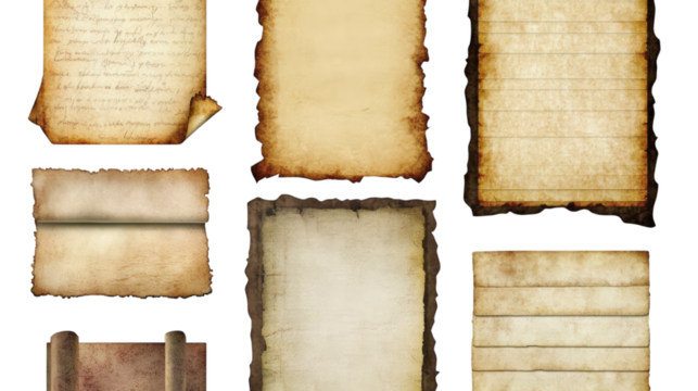 Collection of vintage grunge parchment and paper textures