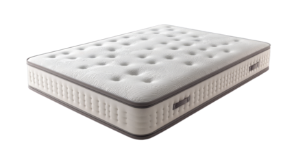 Luxurious white quilted mattress with plush comfort and tufted design