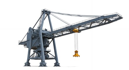 Isolated Port Crane on White Background Ready for Container Handling