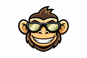 Obraz premium funny monkey head with sunglasses logo vector