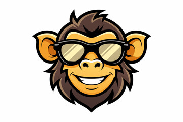 funny monkey head with sunglasses logo vector