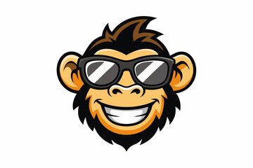 funny monkey head with sunglasses logo vector