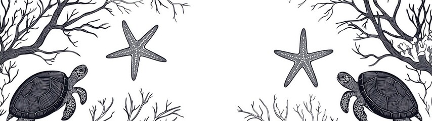 Obraz premium Coloring Book Designs Flower Sea Animal Isolated on White Background Beautiful Flower Sea Animal Illustration for Marine Art, Nature Lovers