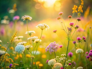 Delicate Wildflowers in Meadow - Gentle Spring Bloom Photography