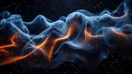 Obraz premium Ethereal Flow of Light and Color in Abstract Smoke and Dust on Dark Background