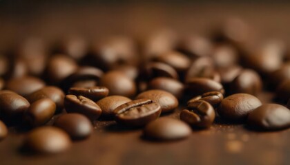 Close-up of Roasted Coffee Beans on a Dark Surface