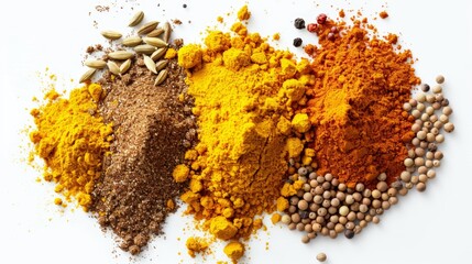 Delicious Minced Curry Pile with Various Spices Isolated on White Background