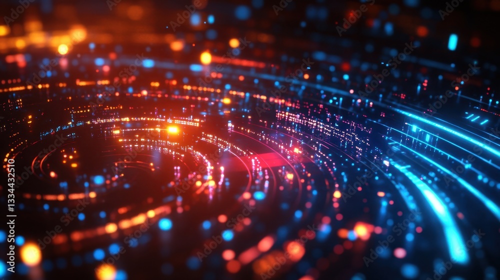 Poster abstract glowing data flow futuristic technology background with digital information streams and par
