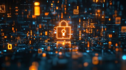 Unlocking innovation glowing digital lock tech network gigapixel copy digital environment futuristic concept
