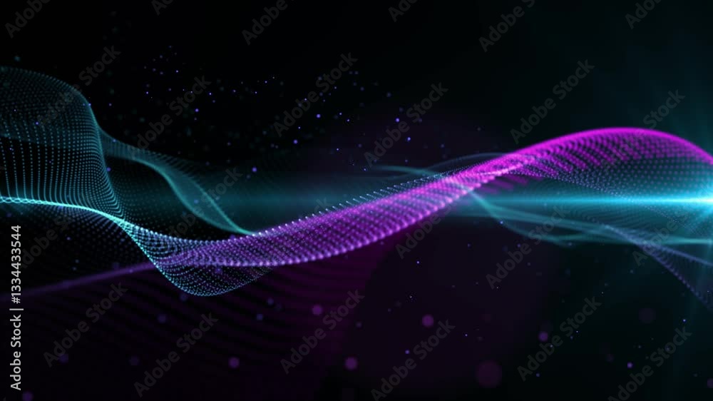 Poster blue smooth futuristic abstract waving shape evolving in a seamless loop. elegant abstract technolog