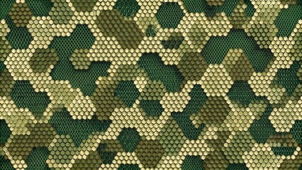 Fototapeta premium Digital Camo Hexagon Pattern: Modern Military Textile Background