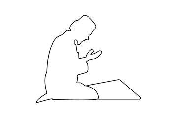 
Continuous line drawing of praying hand of minimalist outline art vector design