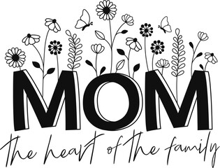 Wildflowers Mom Vector