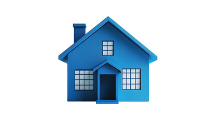 3d render blue house icon with transparent background