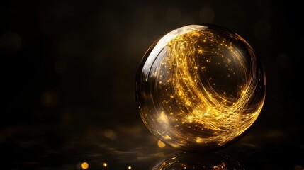 Golden Network in a Glass Orb Abstract Technology and Connectivity Concept