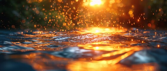 Liquid Light Refraction in Golden Hour - Dynamic Water Interaction for Product Design