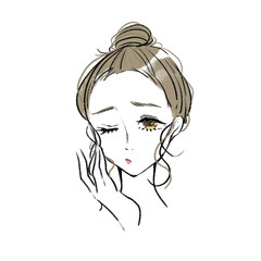 困った顔の女性のイラスト