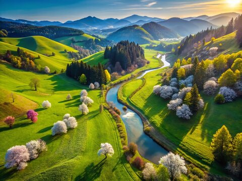 Drone View: Spring Awakening Adventure - Lush Green Landscape