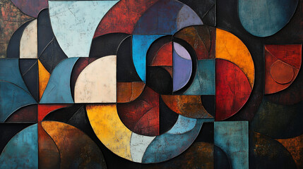 Fototapeta premium Abstract composition with layered geometric forms