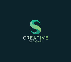 Gradient Letter S Logo, Abstract Green Letter S Design with Modern background. 