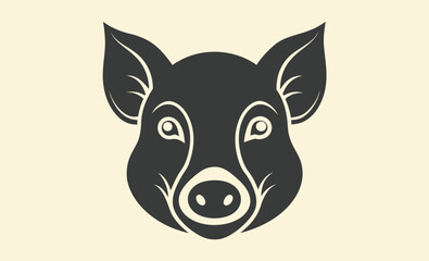 Pig head silhouette vector icon, pig head silhouette, pig icon vector isolated on white background. 