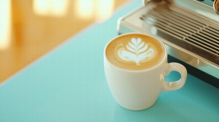 A simple yet elegant coffee cup placed on a table ready to provide refreshment and comfort