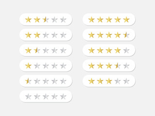Five star rating, positive feedback 3d style. Customer review with five metallic golden stars in speech bubble. Service satisfaction, quality, good rate vector illustration. rating review flat icon