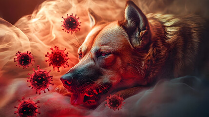Animal rabies.World Rabies Day. a dog with rabies virus