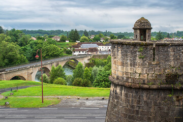 Medieval ramparts of the town of Navarrenx in the Pyrenees, France