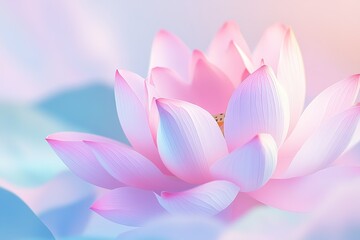 Delicate beauty of a soft pink lotus flower with gentle curves and pastel background