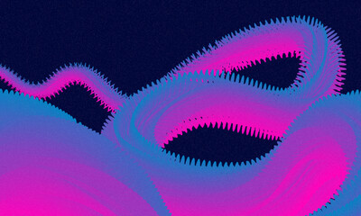 Abstract blue and pink swirl wave background. Flow liquid lines design elemen. Abstract alien fluffy shape, abstract wavy figure for modern background. Unusual neon design element for decoration
