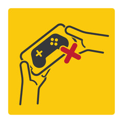 Isolated prohibition notice sign, forbidding mobile gaming, representing rules for schools, offices, and workplaces to maintain focus