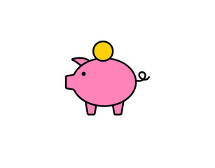 A cute pink piggy bank with a coin slot. ideal for saving money and teaching financial habits.