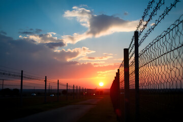 A fence with barbed wire on top of it