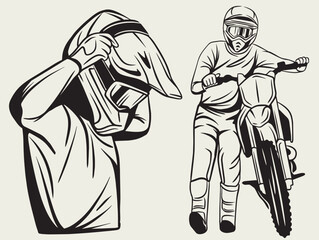 Dirt bike extreme sport, design elements for logo template, motocross logo, isolated on white background