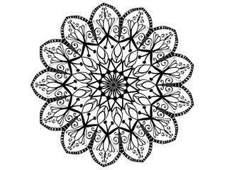 Intricate Black and White Mandala Pattern for Mindful Coloring Meditation