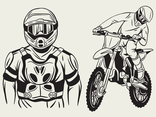 Dirt bike extreme sport, design elements for logo template, motocross logo, isolated on white background