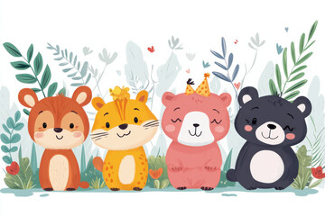 Naklejka premium Happy Birthday from Your Favorite Furry Friends