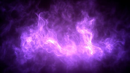 Fototapeta premium Purple smoke swirls on black background.