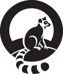 Lemur Silhouette Vector Art on White Background - Playful Primate Icon Design	