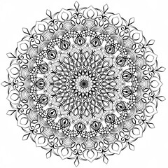Intricate Black and White Mandala Pattern for Mindful Coloring Meditation