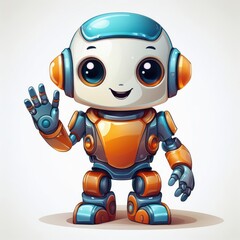 a cute and friendly robot waving hello with a cheerful expression 