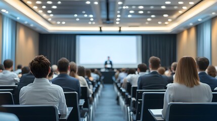 Fototapeta premium 25. **A conference room filled with professionals attentively listening to a speaker**