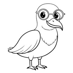 a clever bird with glasses looking directly at viewer  vector illustration