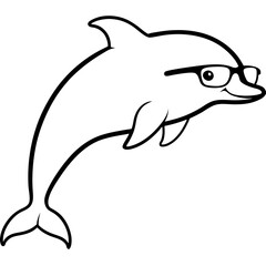 Obraz premium a playful dolphin wearing glasses smiles in this cartoon. The dolphin has a friendly expression and is perfect for fun projects vector illustration