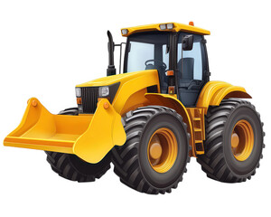 yellow construction tractor with front loader attachment, designed for heavy duty tasks. This powerful machine is ideal for construction sites and agricultural work, showcasing durability and