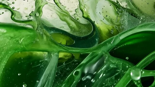 Abstract Emerald Burst: An artistic depiction of liquid emerald splashes and swirls, capturing the dynamic movement and vibrant energy of a splash in liquid form. 