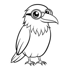 Obraz premium a black and white illustration of a smart bird with glasses, featuring a unique, artistic design 