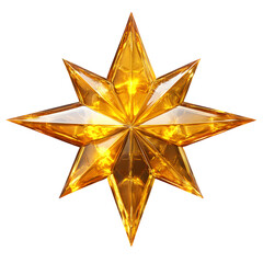 Obraz premium This image showcases a detailed eight-pointed golden star with luminous qualities against darkness.