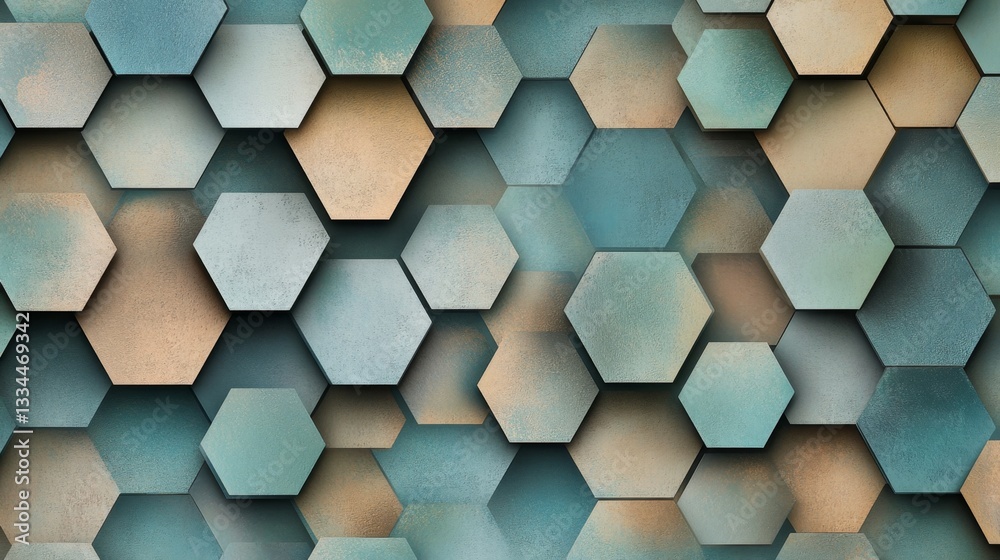 Poster creating a seamless gigapixel hexagonal pattern digital art virtual environment abstract concept